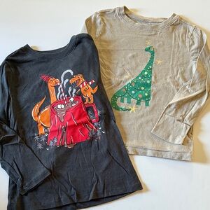 Old Navy 5T Christmas Dinosaur Long Sleeve Tee Set